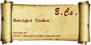 Benigni Csaba névjegykártya